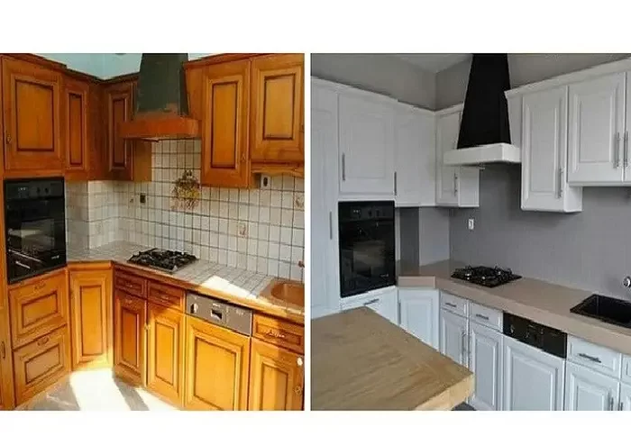 بازسازی آشپزخانه با رنگ آمیزی کابینت ها 5415415241