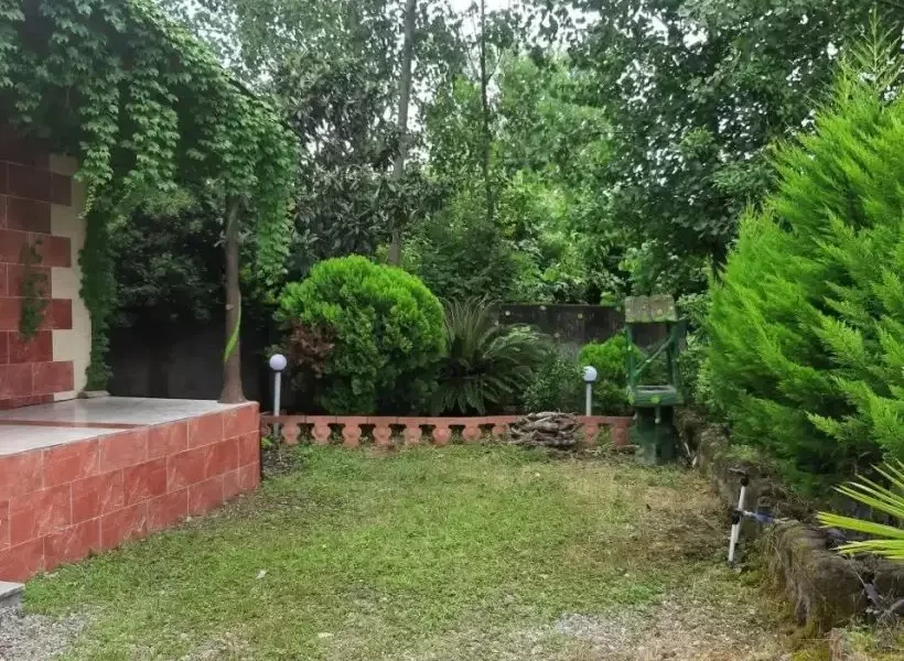 باغچه ی سرسبز محوطه خانه روستایی در باقرتنگه