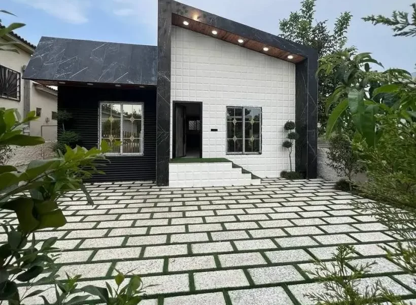 محوطه سازی ویلا با متریال آجر و سنگ به سبک مدرن ویلا در سوادکوه 95695